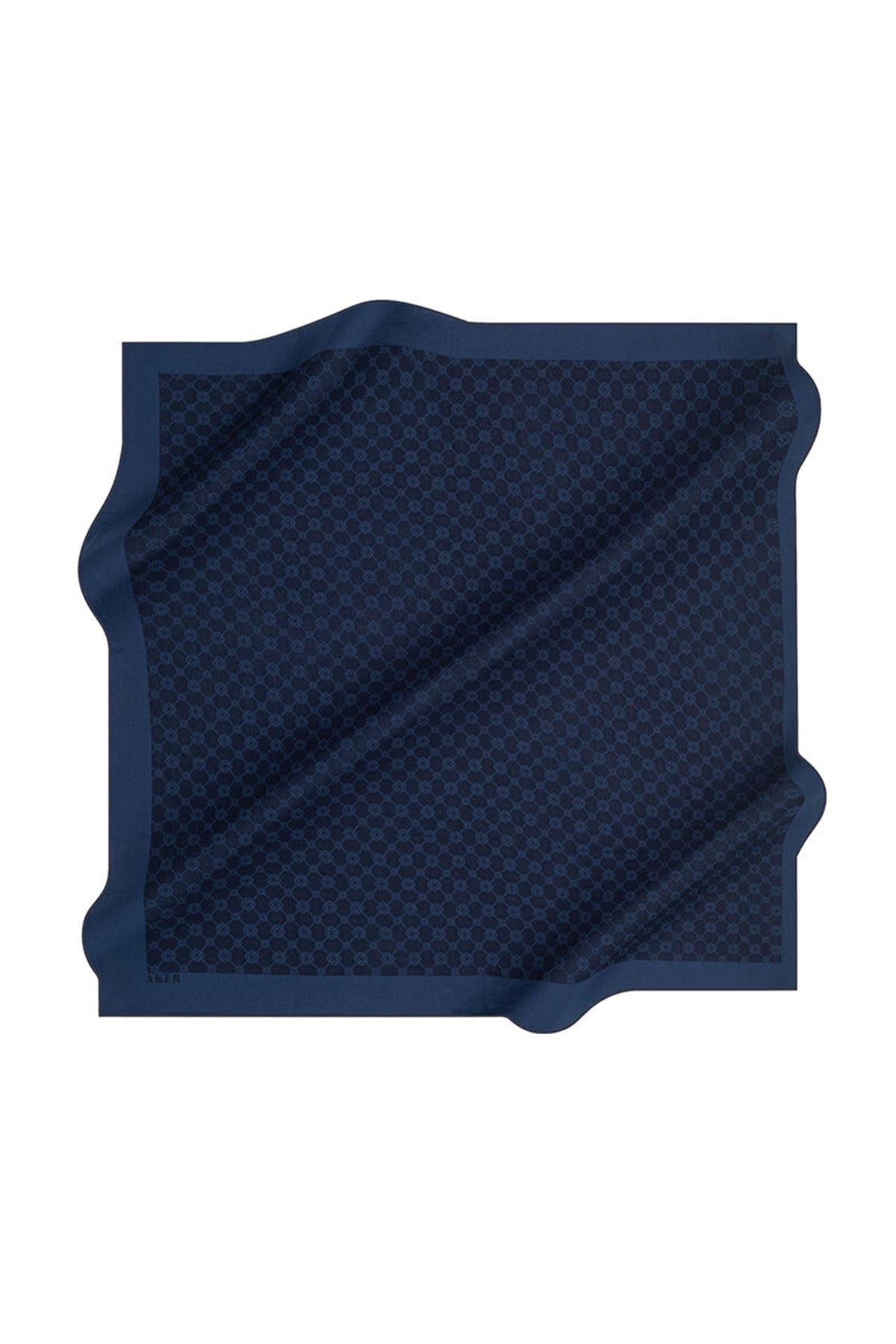 Aker Elegance Monogram Eşarp - Lacivert 921