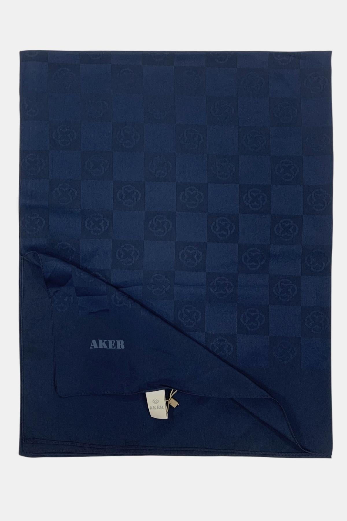 Aker Monogram Şal - Yeni Dama Desenli - Lacivert 921