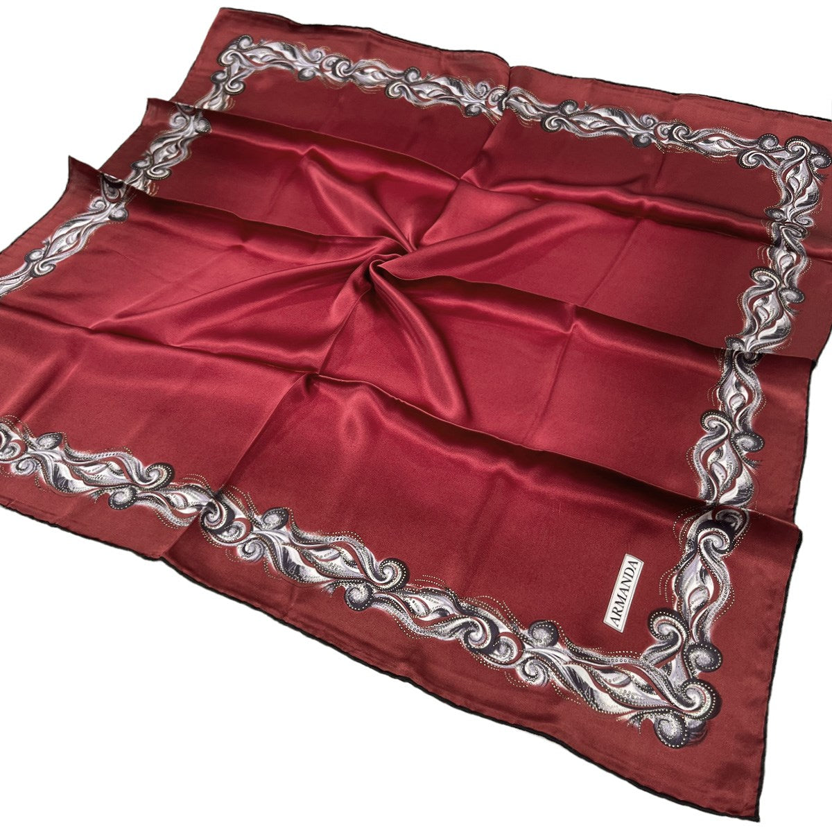 Armanda Varaklı İpek Eşarp - Rüzgar - Bordo Gold