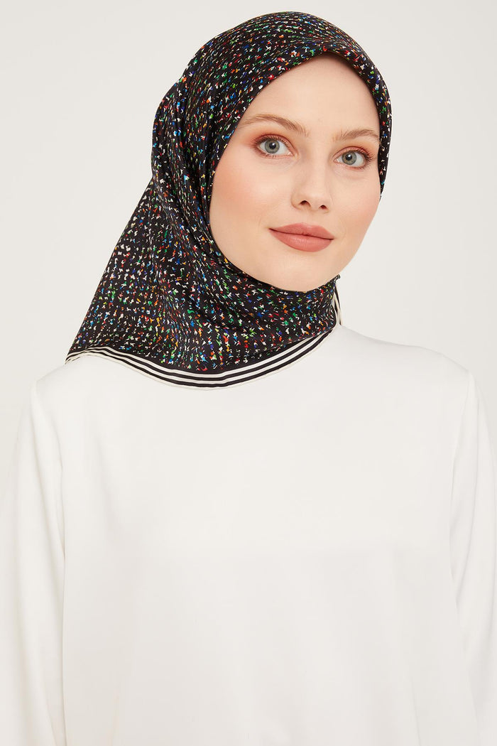 Armine İpek Eşarp Nostalji - 9013-09 Siyah Beyaz Sura