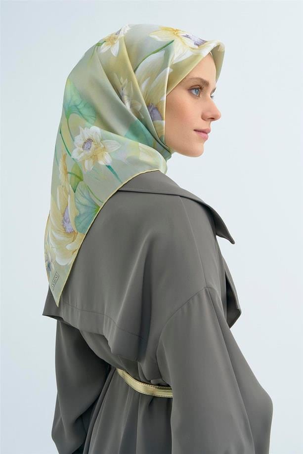 Armine İpek Eşarp 2026 Yaz - 9505-81 Soft Yeşil Twill