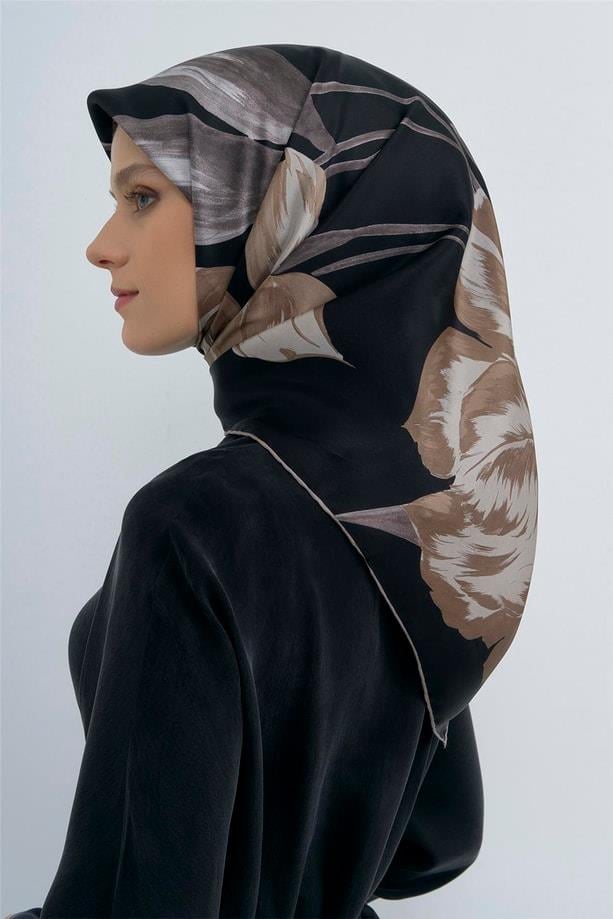 Armine İpek Eşarp 2026 Yaz - 9506-06 Siyah Vizon Twill