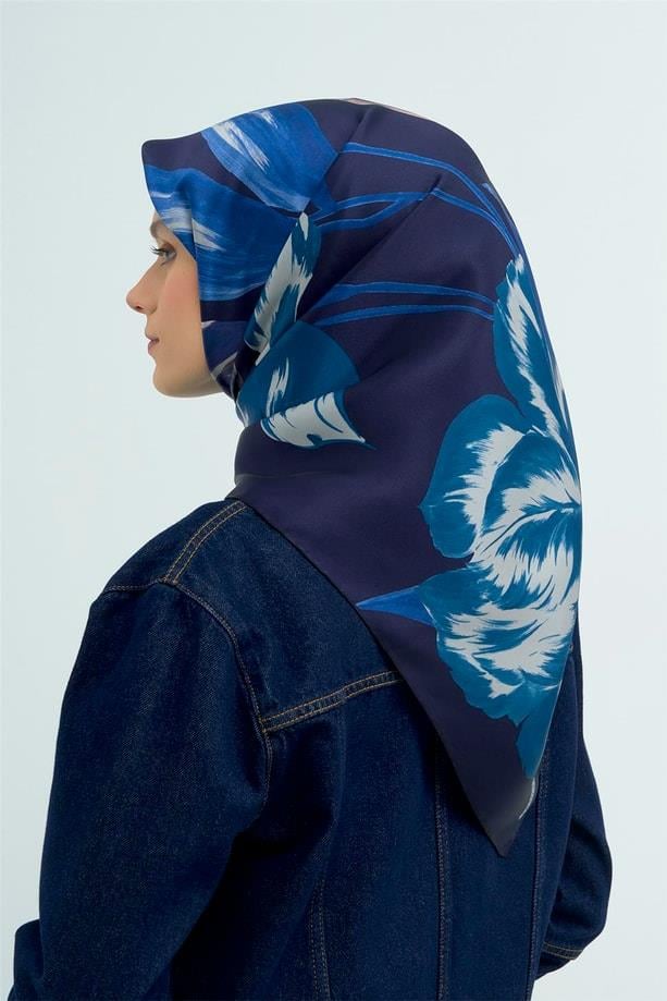 Armine İpek Eşarp 2026 Yaz - 9506-32 Lacivert Twill