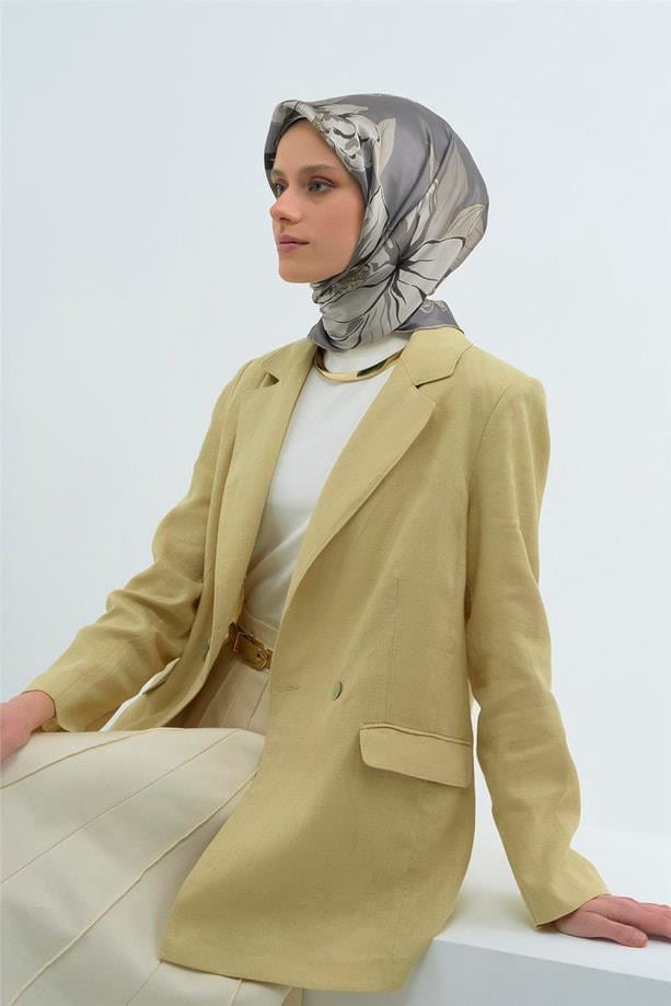 Armine İpek Eşarp 2026 Yaz - 9509-51 Gri Taş Sura