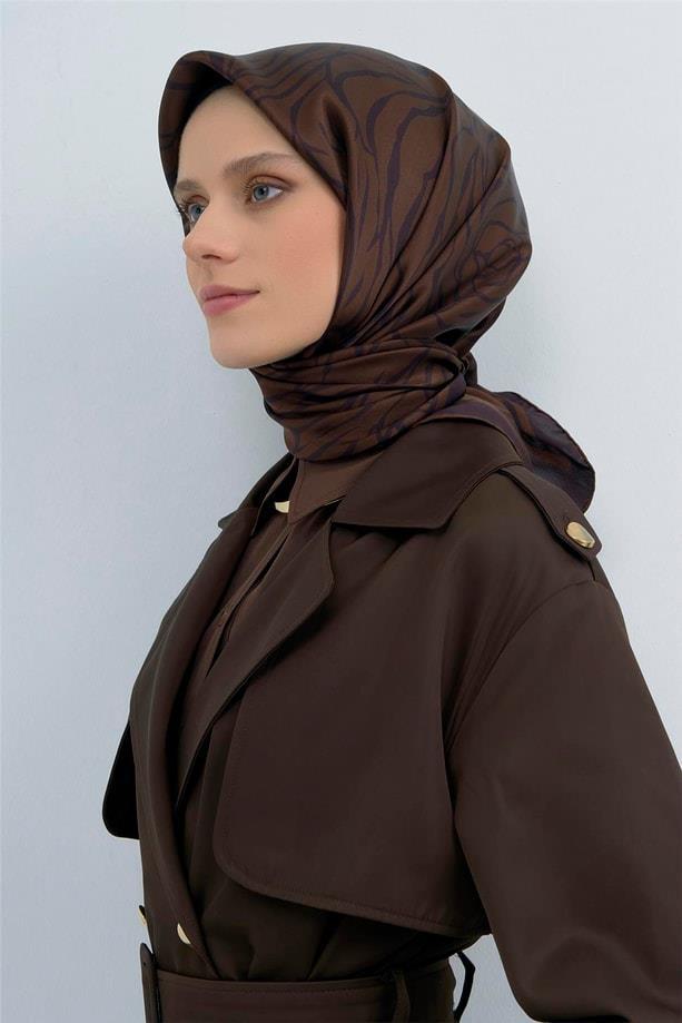 Armine İpek Eşarp 2026 Yaz - 9511-80 Acı Kahve Sura