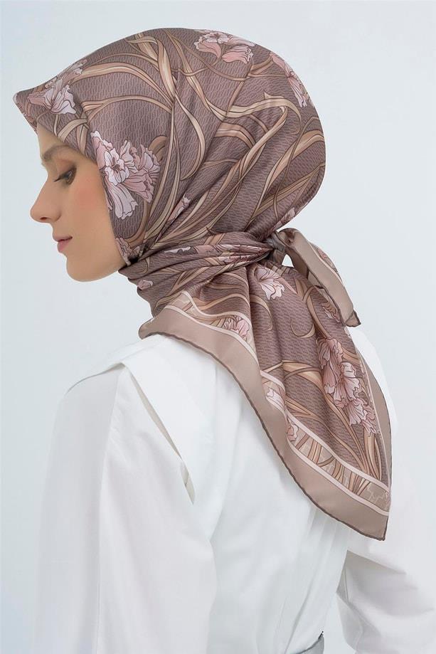 Armine İpek Eşarp 2026 Yaz - 9512-06 Sütlü Kahve Twill