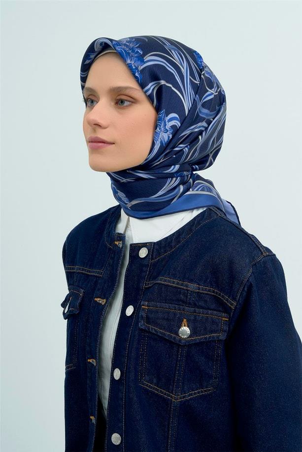 Armine İpek Eşarp 2026 Yaz - 9512-35 Lacivert Twill