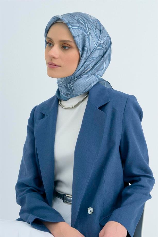 Armine İpek Eşarp 2026 Yaz - 9512-85 Mavi Twill