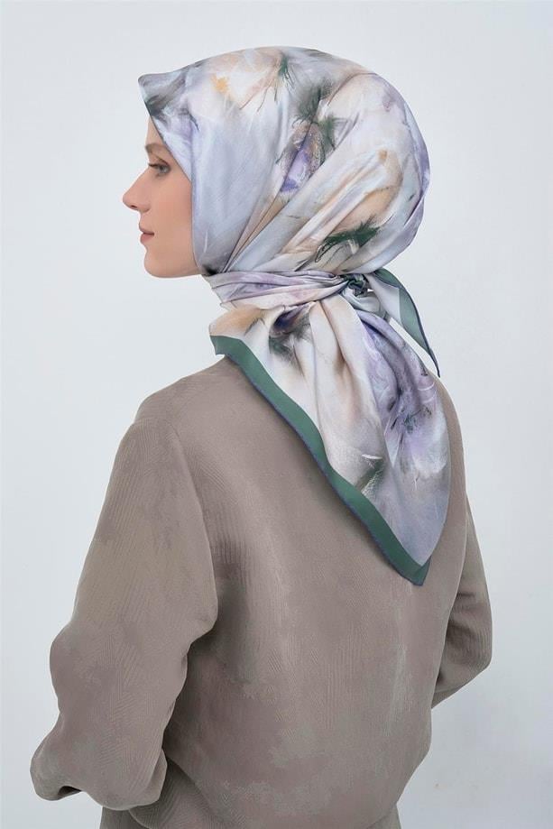 Armine İpek Eşarp 2026 Yaz - 9515-01 Gümüş Yeşil Twill
