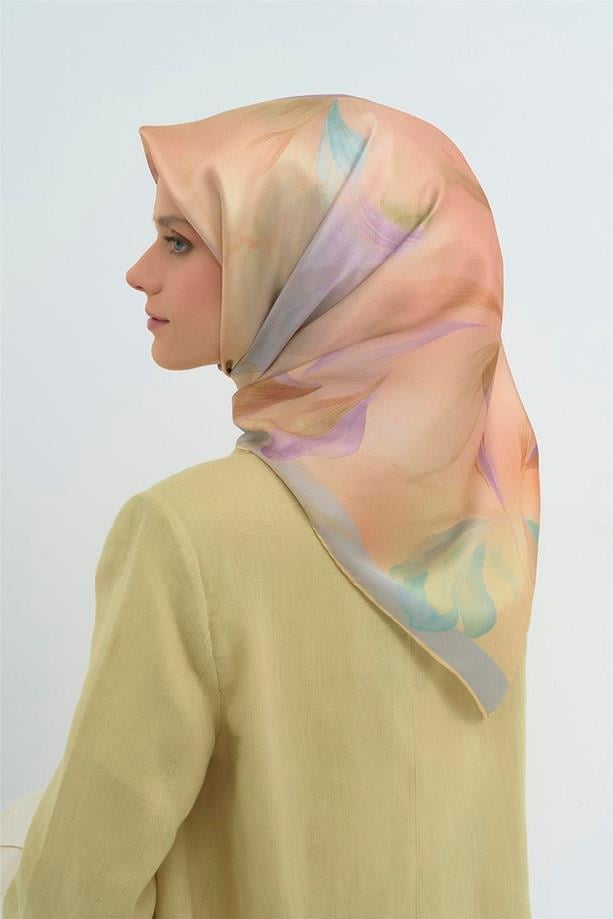 Armine İpek Eşarp 2026 Yaz - 9519-83 Soft Pembe Mavi Twill