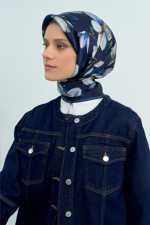 Armine İpek Eşarp 2026 Yaz - 9524-06 Lacivert Sura