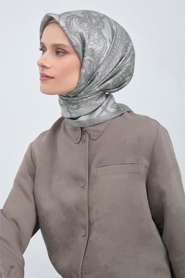 Armine İpek Eşarp 2026 Yaz - 9537-81 Gri Twill
