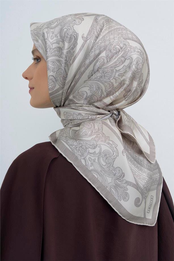 Armine İpek Eşarp 2026 Yaz - 9537-83 Ekru Taş Sura