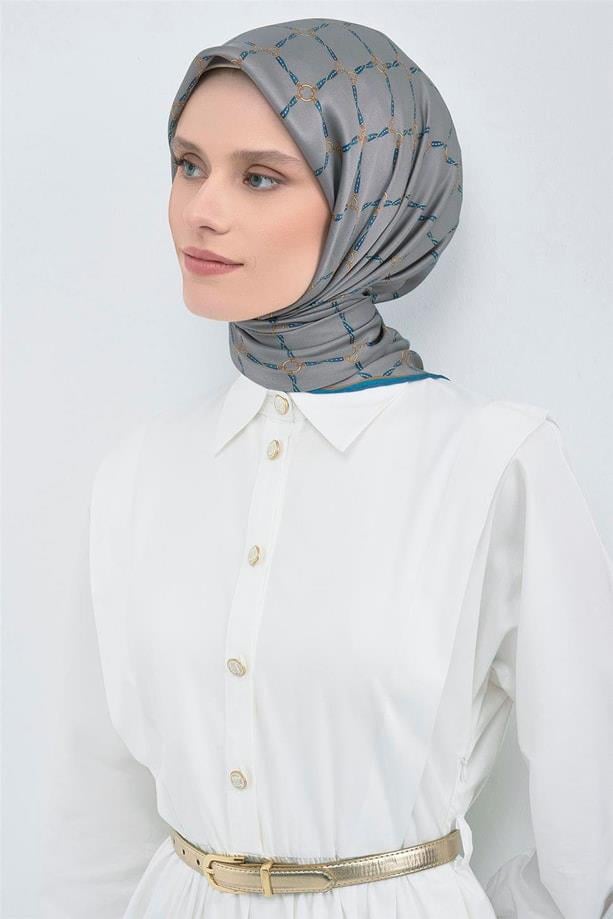 Armine İpek Eşarp 2026 Yaz - 9538-83 Koyu Gri Twill