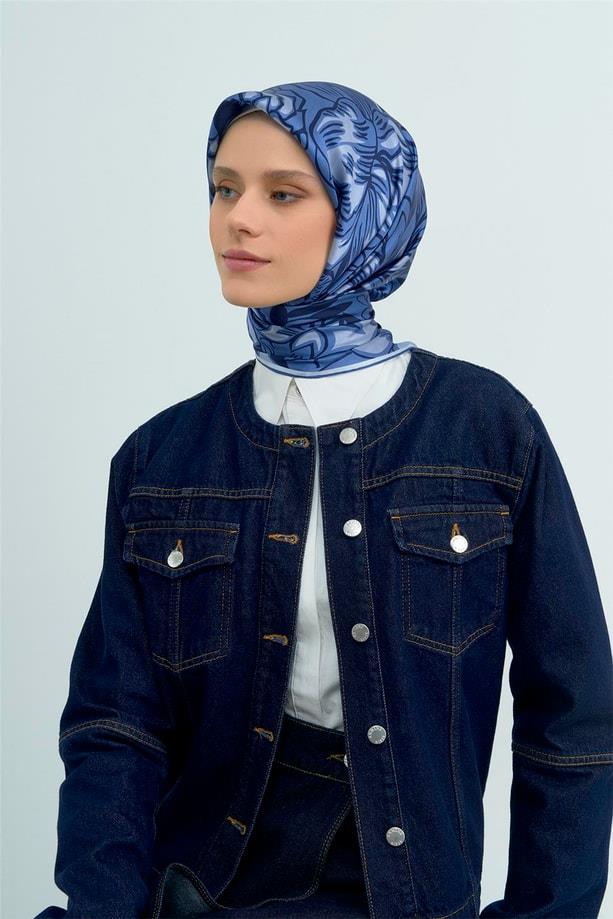 Armine İpek Eşarp 2026 Yaz - 9539-31 Mavi Twill