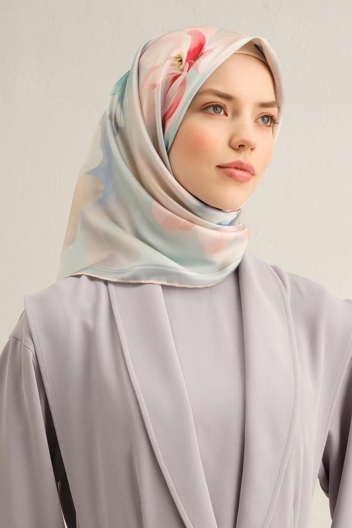 Armine İpek Eşarp Nostalji - 9305-80 Bebe Mavi Sura