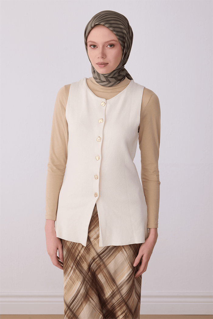 Belli İpek Eşarp - 4325-85 Haki Twill