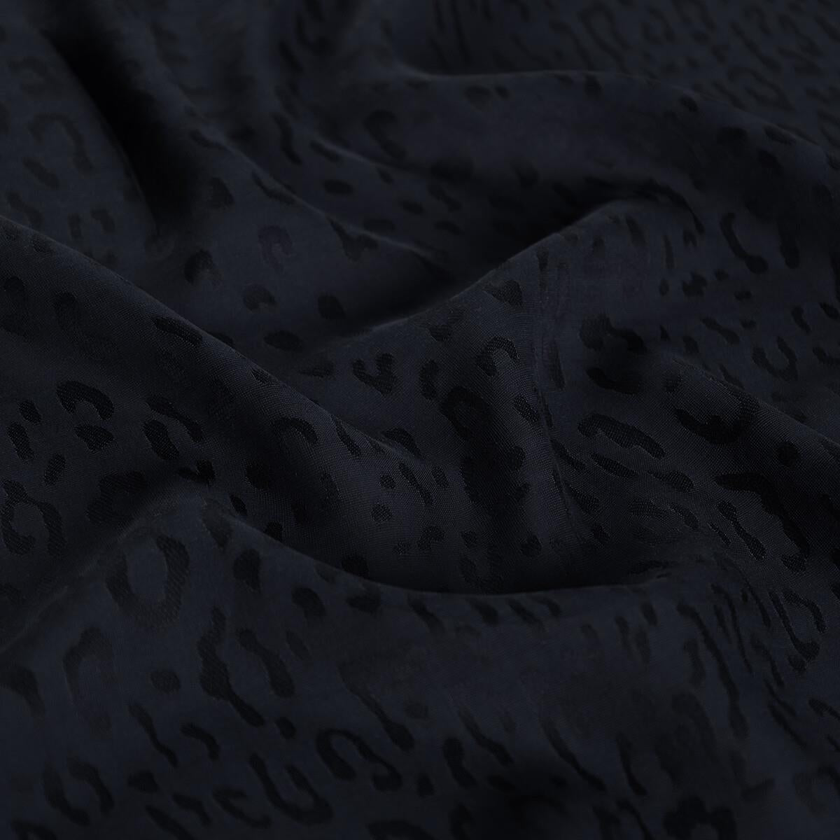 İpekevi Monogram Şal - Leopar Desenli - Lacivert