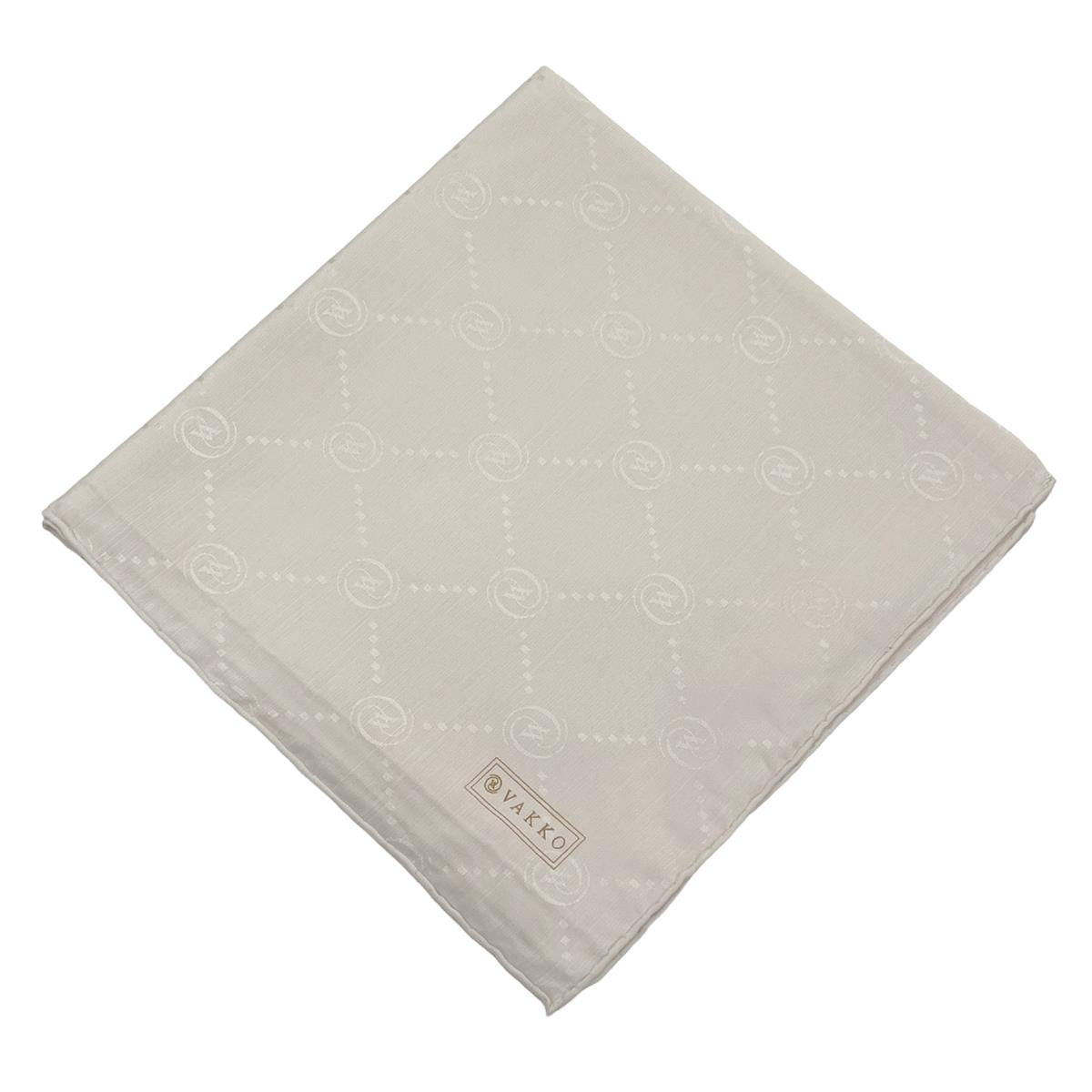 Vakko Pamuk İpek Eşarp - Monogram - Koyu Krem