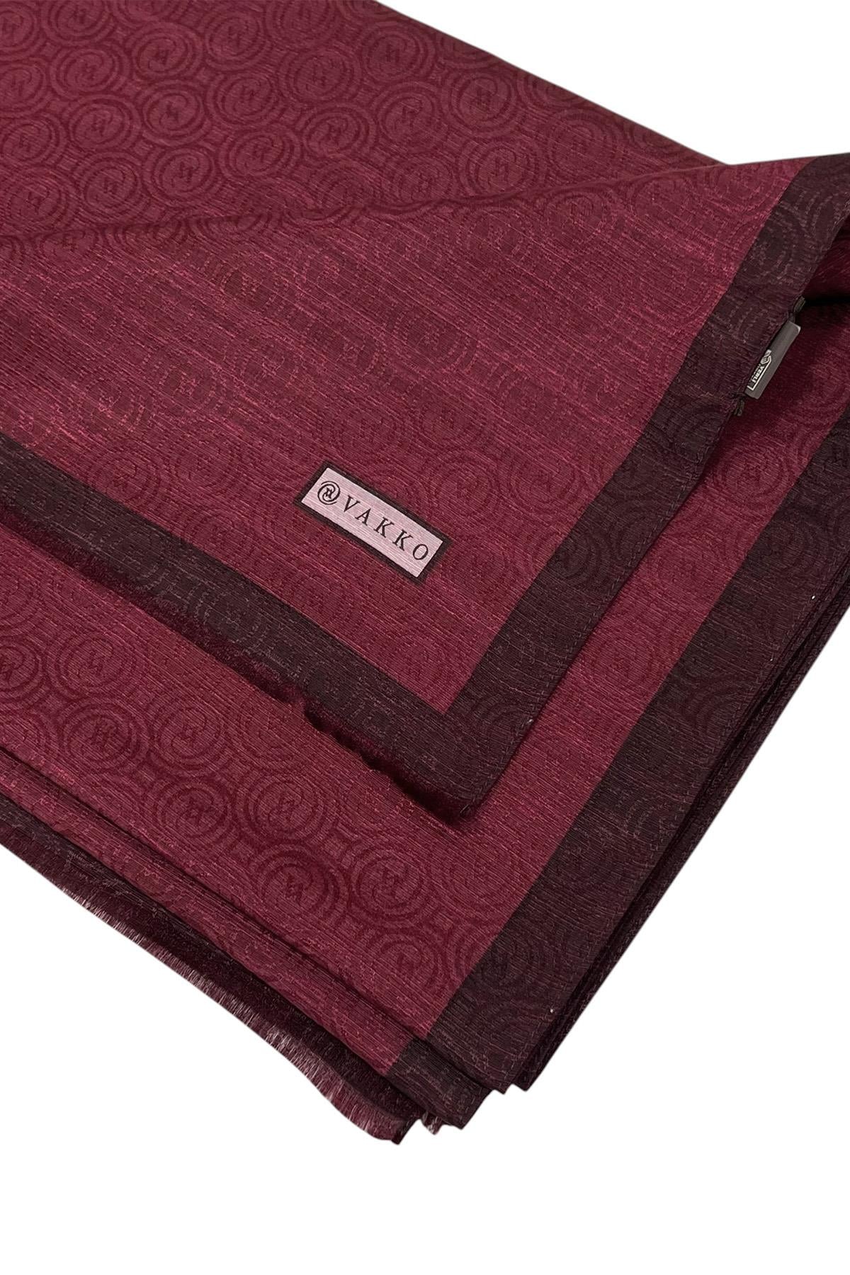 Vakko Pamuk İpek Şal - Helezon Monogram - Bordo