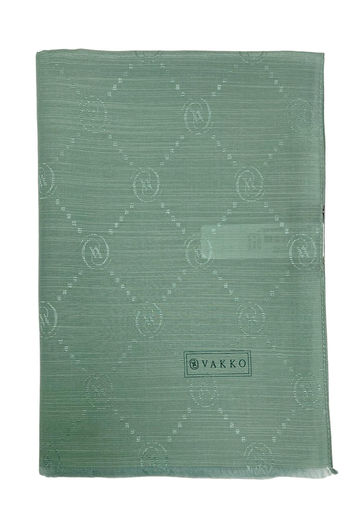 Vakko Pamuk İpek Şal - Monogram - Mint