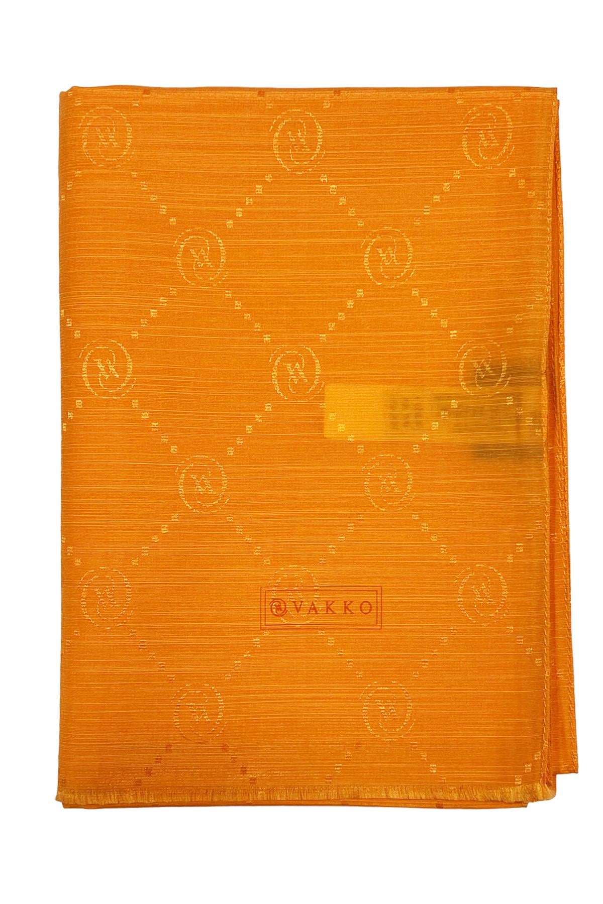 Vakko Pamuk İpek Şal - Monogram - Portakal