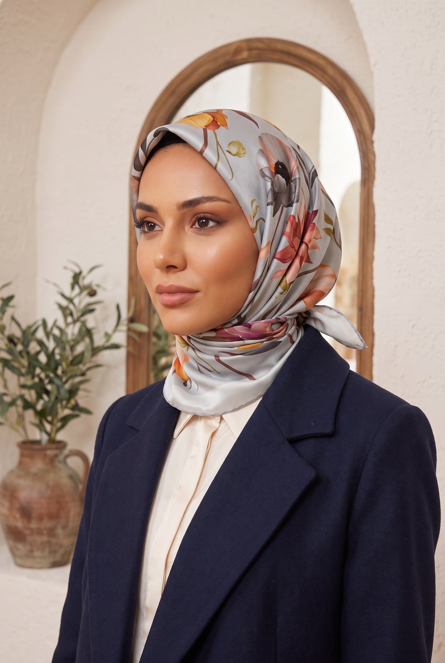Armine Sport Twill Eşarp - 8740-07 Gümüş