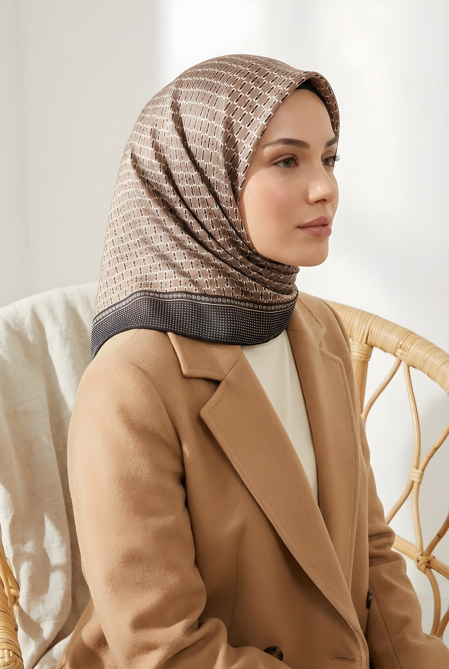 Armine Sport Twill Eşarp - 8556-101 Vizon Siyah