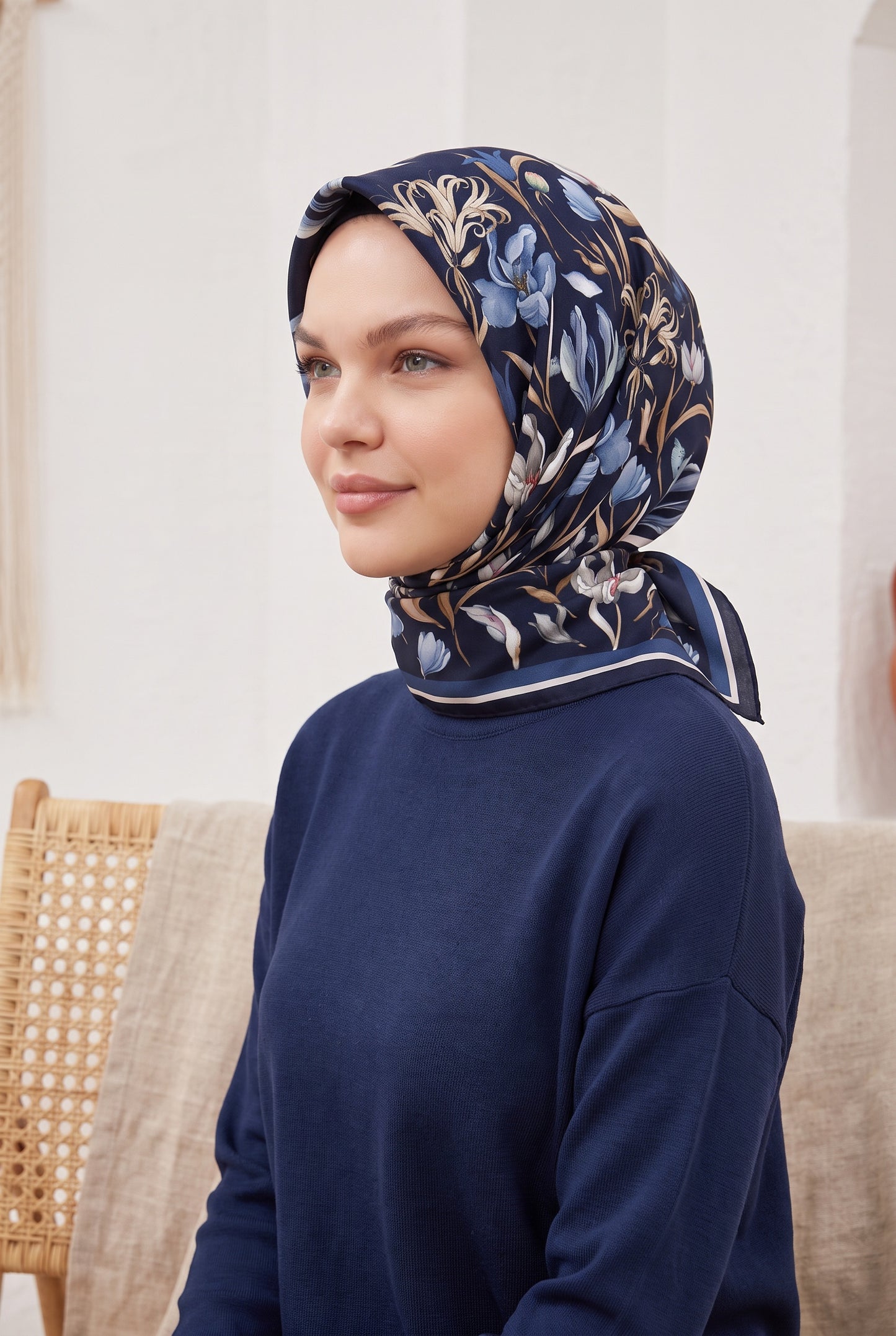 Armine Sport Twill Eşarp - 8825-80 Koyu Lacivert