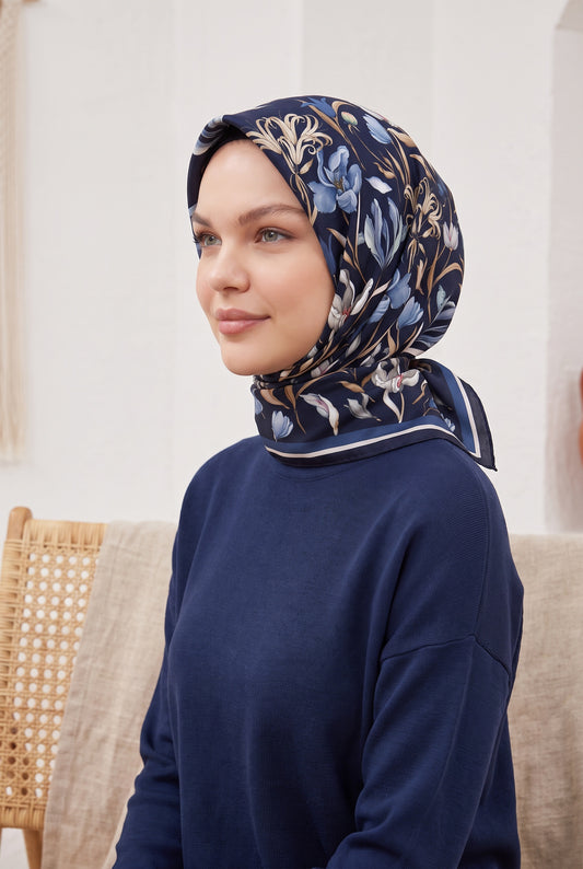 Armine Sport Twill Eşarp - 8825-80 Koyu Lacivert