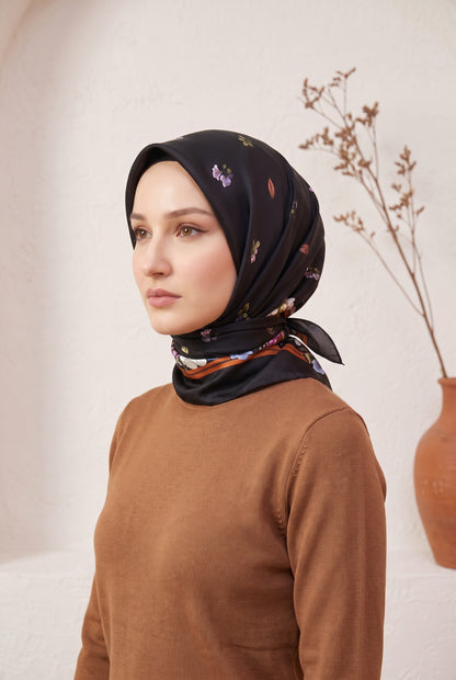 Armine Sport Twill Eşarp - 8533-91 Siyah Karamel