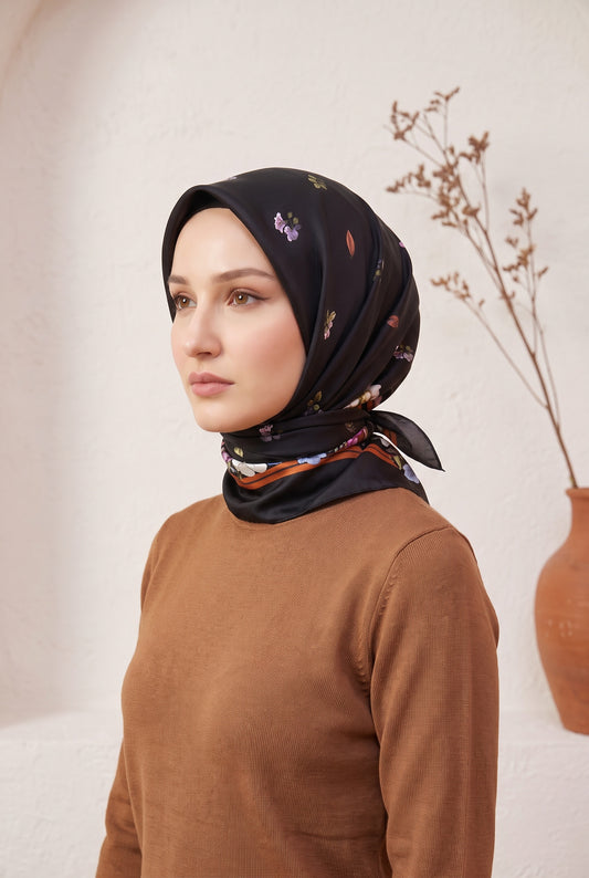 Armine Sport Twill Eşarp - 8533-91 Siyah Karamel