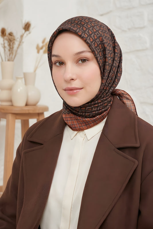 Armine Sport Twill Eşarp - 8557-83 Acı Kahve