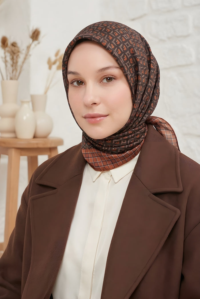 Armine Sport Twill Eşarp - 8557-83 Acı Kahve