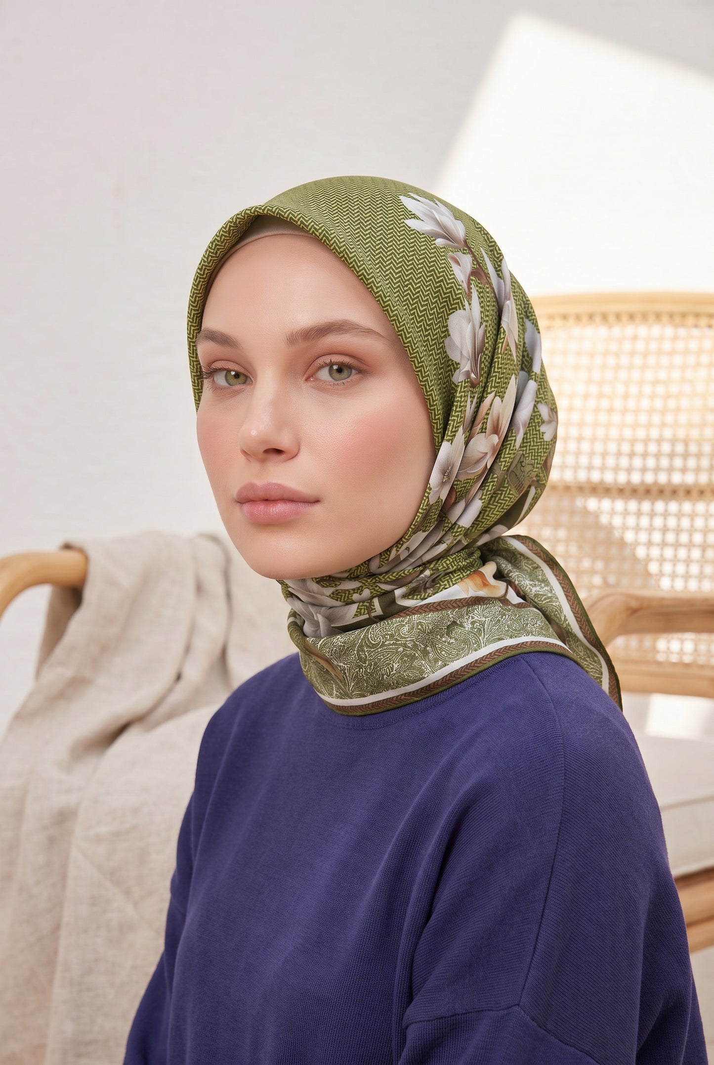 Armine Sport Twill Eşarp - 8532-107 Haki Yeşili