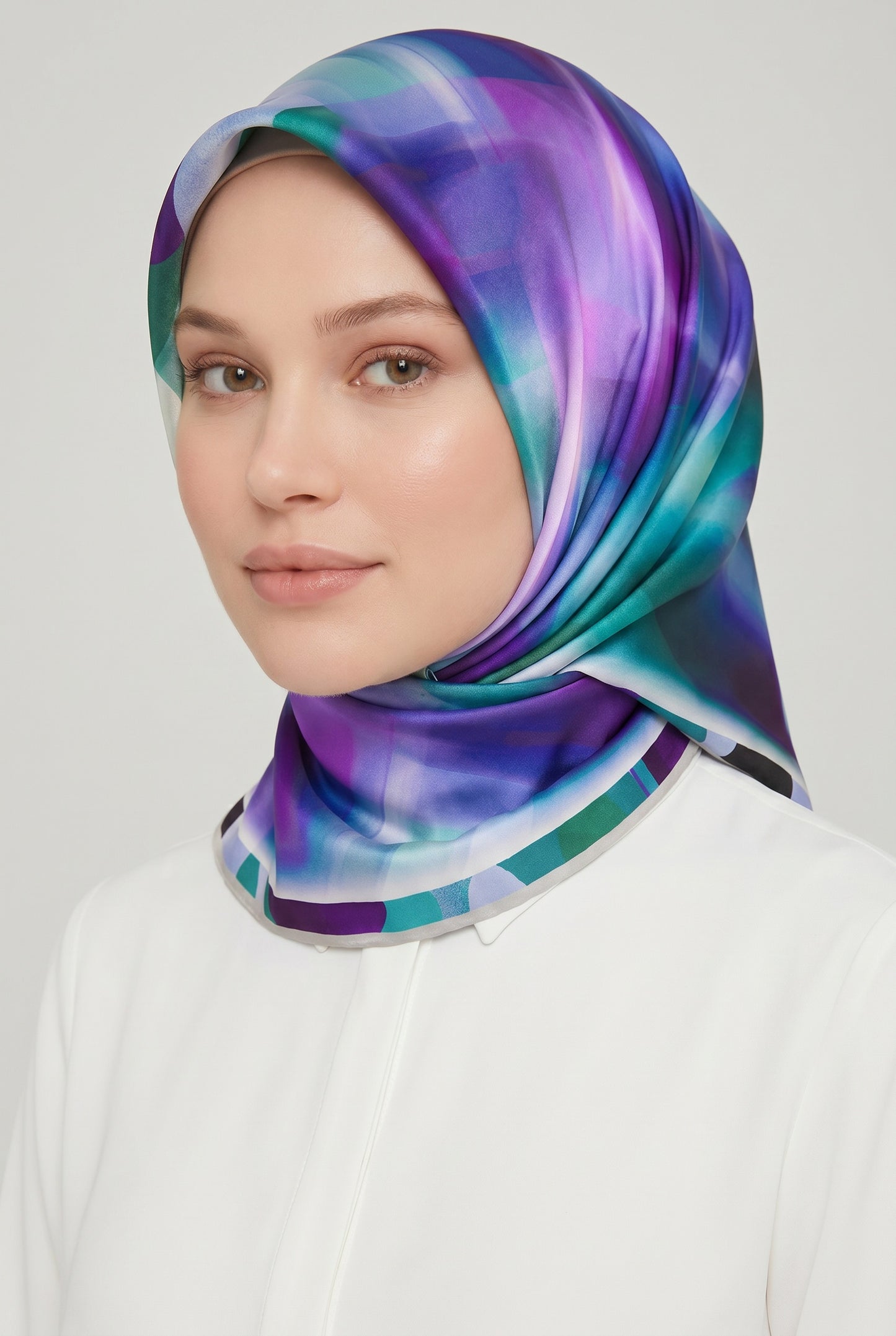 Armine Sport Twill Eşarp - 8023-07 Mor Siyah