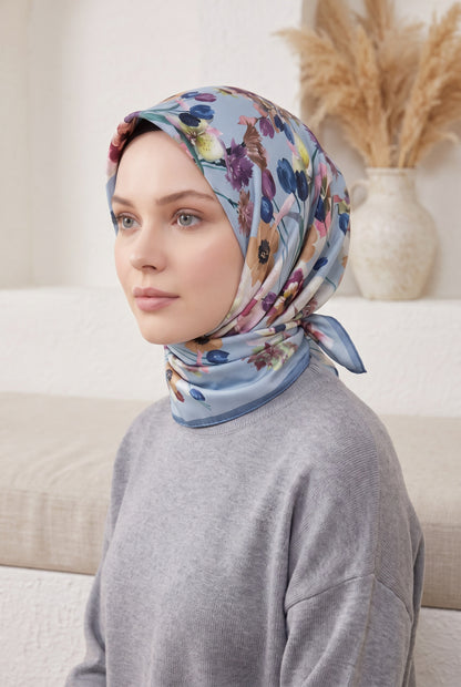 Armine Sport Twill Eşarp - 8723-40 Gök Mavi