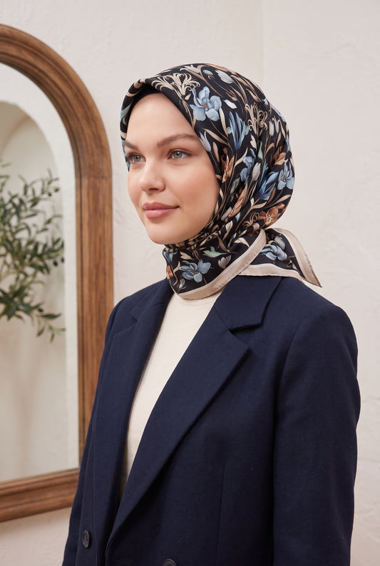 Armine Sport Twill Eşarp - 8825-82 Siyah Bej