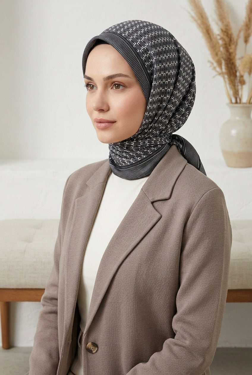Armine Sport Twill Eşarp - 8556-89 Antrasit