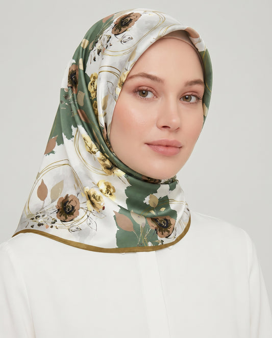 Armine Sport Twill Eşarp - 8027-14 Yağ Yeşili