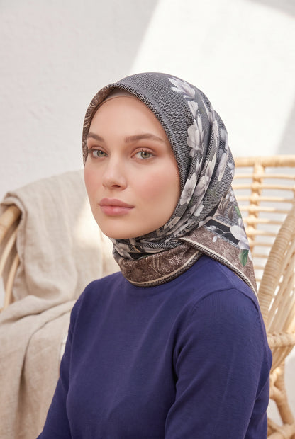 Armine Sport Twill Eşarp - 8532-07 Siyah Kahve