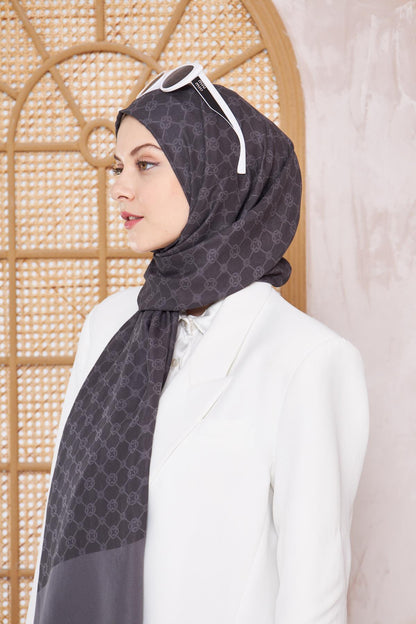 Aker Elegance Monogram Şal - Füme 913