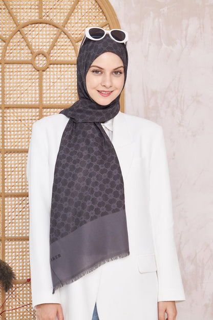 Aker Elegance Monogram Şal - Füme 913