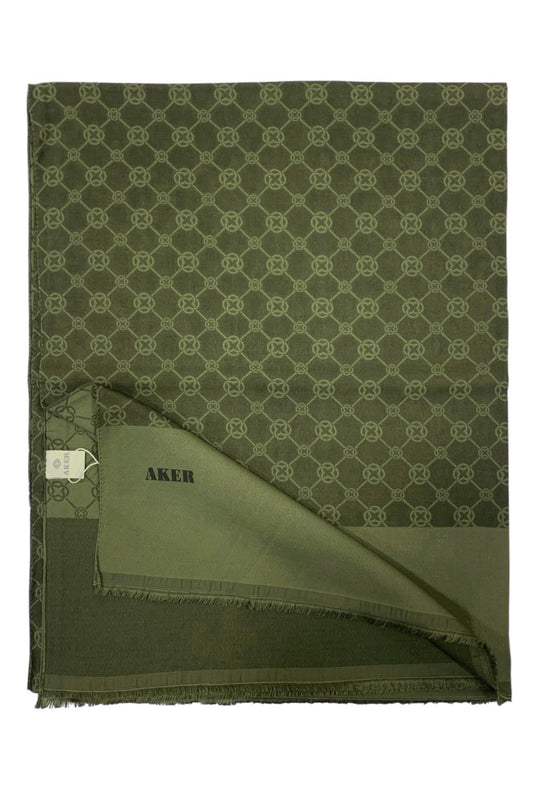 Aker Elegance Monogram Şal - Haki Yeşil 934