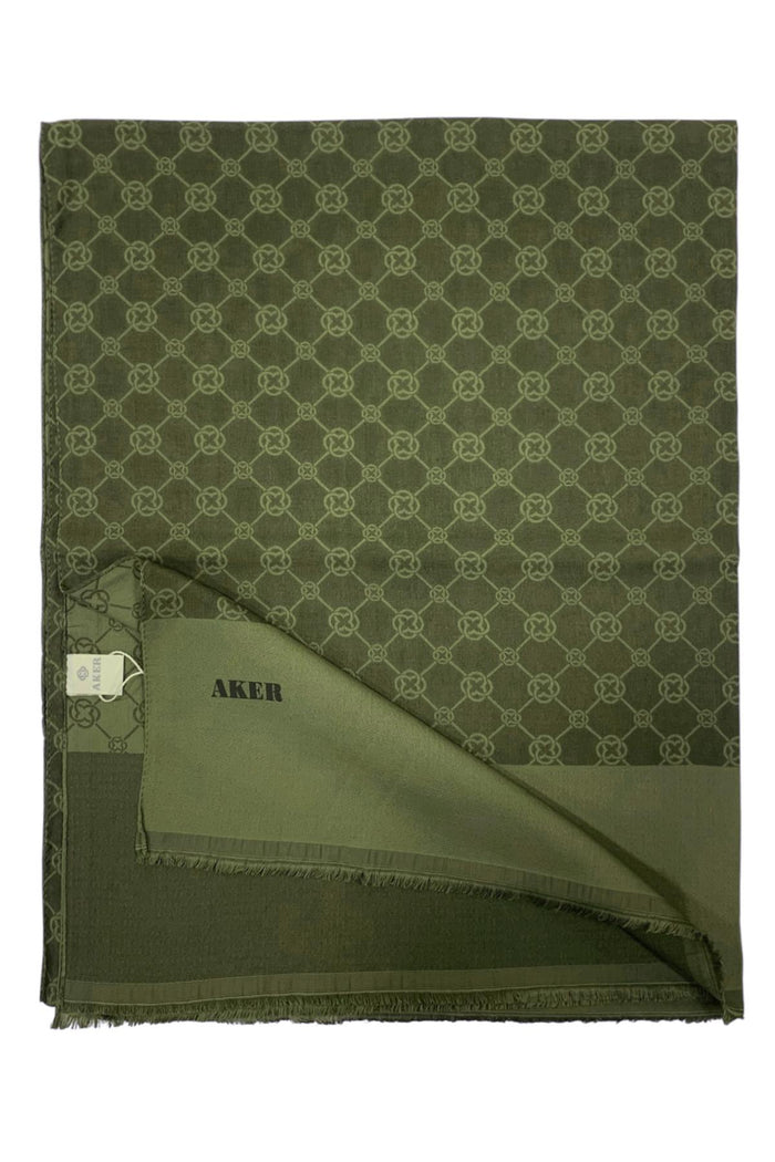 Aker Elegance Monogram Şal - Haki Yeşil 934