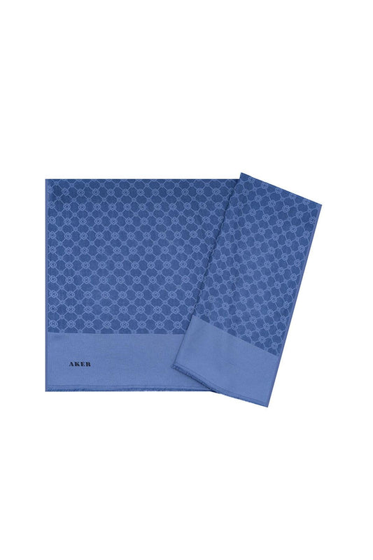 Aker Elegance Monogram Şal - Kot Mavi 922