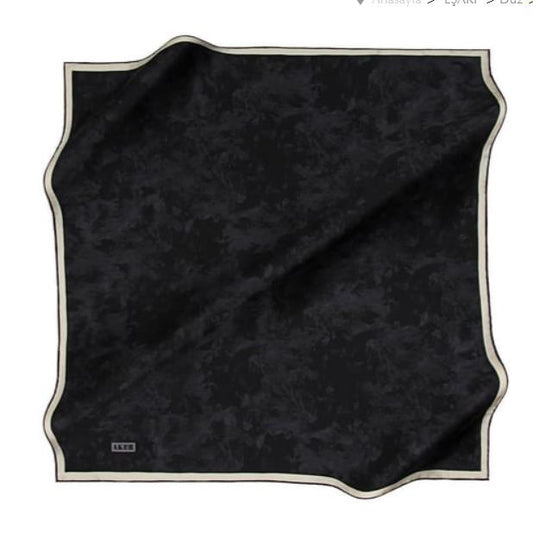 Aker İpek Eşarp - 7208713-912 Siyah Krem Twill