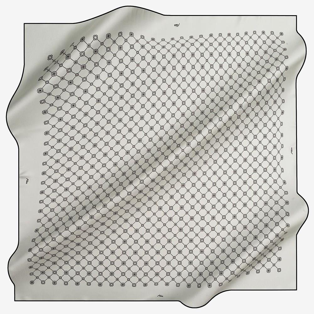 Aker İpek Eşarp - 7857713-919 Gümüş Siyah Twill