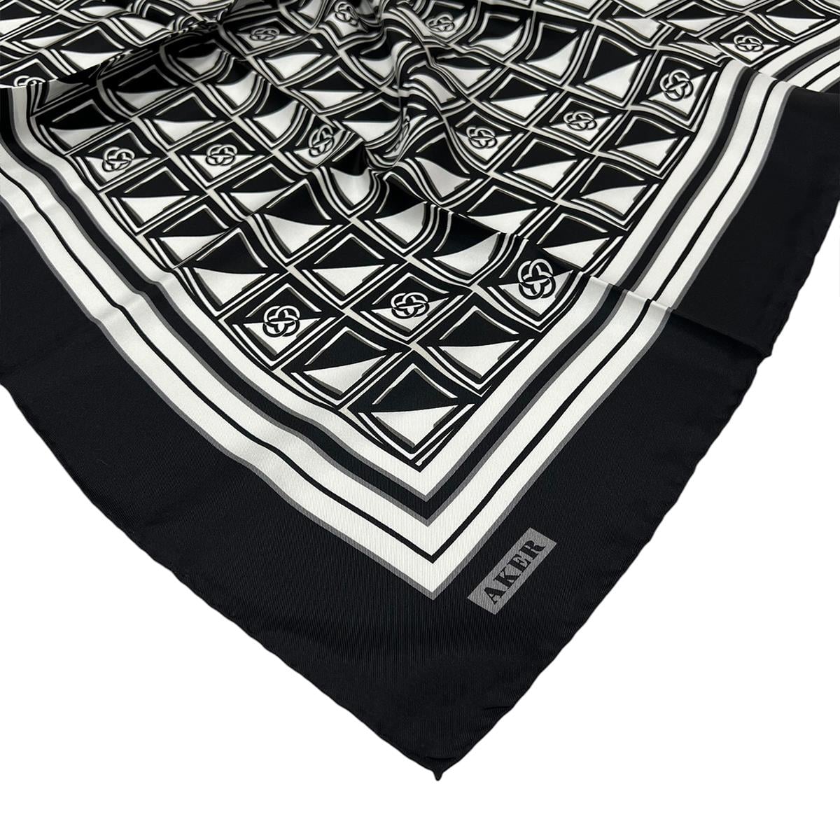 Aker İpek Eşarp - 8968713-912 Siyah Ekru Twill