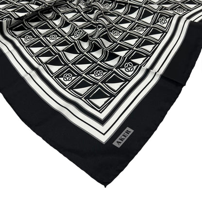 Aker İpek Eşarp - 8968713-912 Siyah Ekru Twill